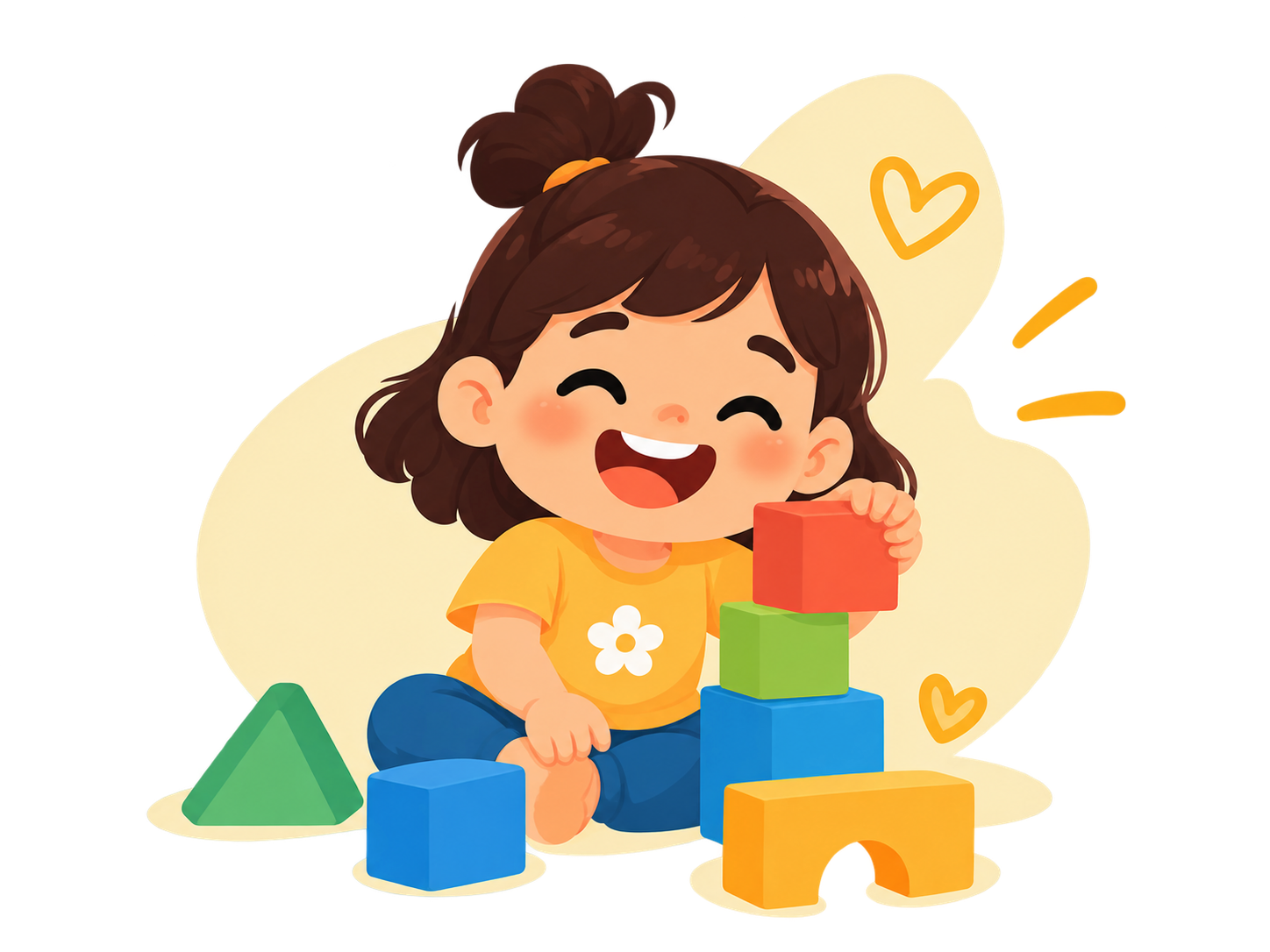 Girl playing with building blocks